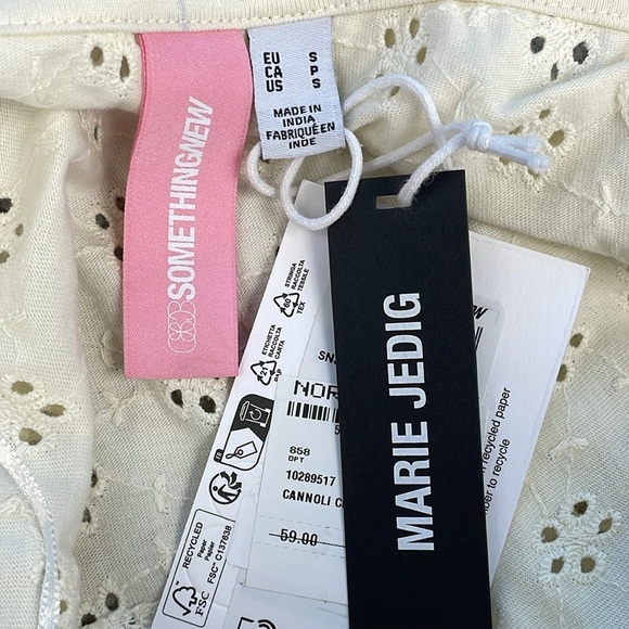 NWT Vero Moda Eyelet Crop Top Pointed V Hem Square Neck Sz S - Picture 4 of 10